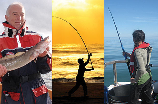 People fishing by the sea