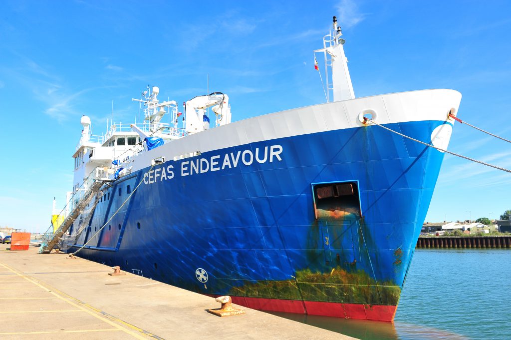 RV Cefas Endeavour in port