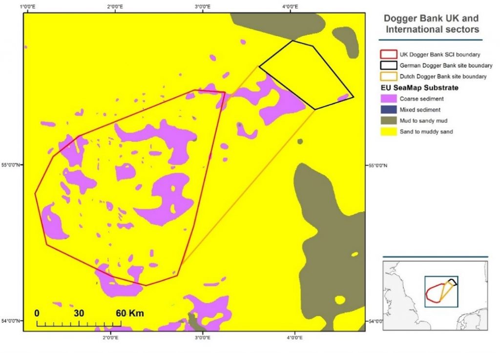 Dogger Bank Natura 2000 MPA Site, showing national boundaries of responsibility