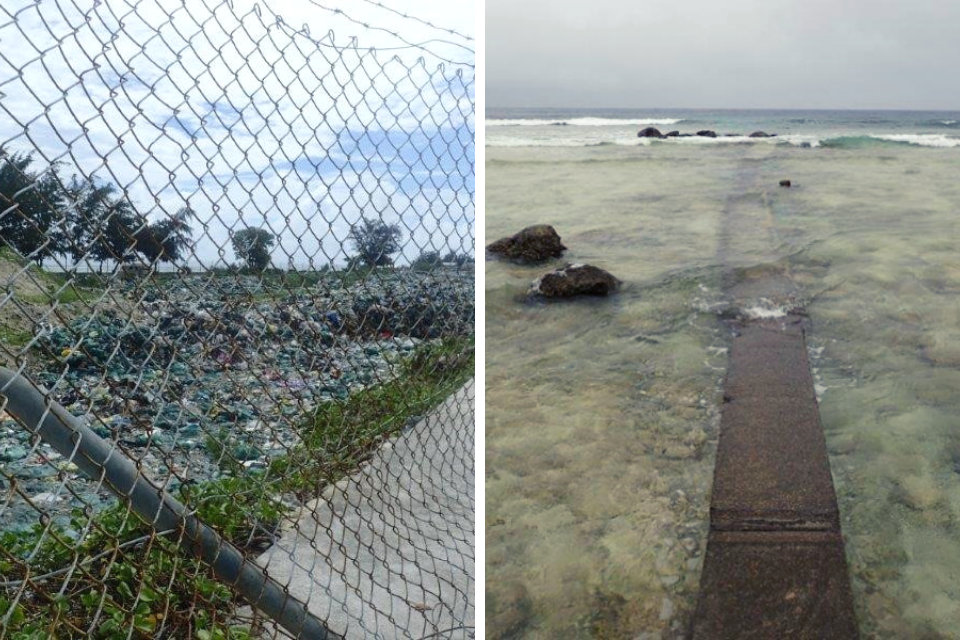 left landfill and right sewage outflow into sea