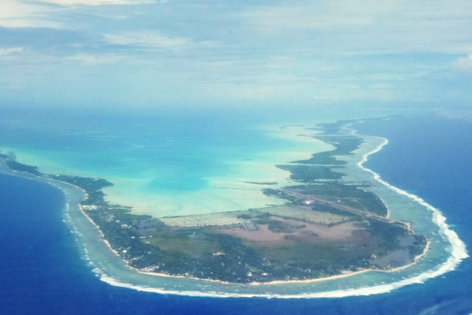 aerial shot of Tarawa Atoll