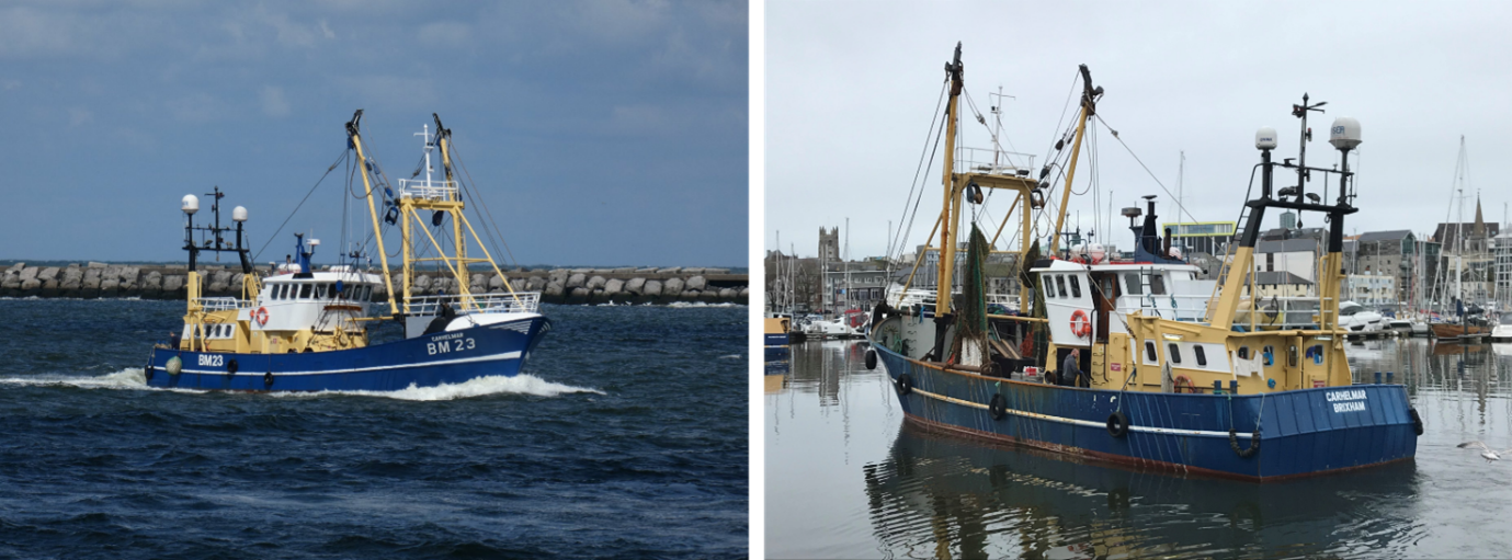 Fishing vessel Carhelmar, BM23, from the Interfish fleet, was used to test SmartGear technology, comparing catches simultaneously from two beam trawls, one with and one without the light technology.