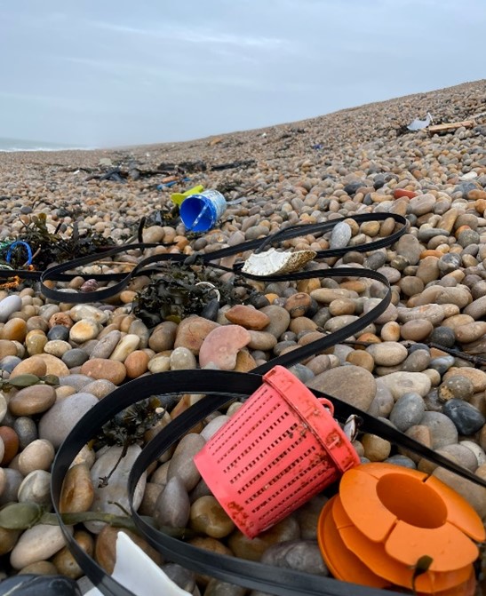 marine litter on Chesil Beach