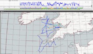 Map of the February fisheries trip on the RV