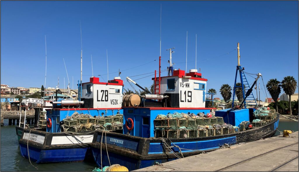 lobster fishing boats moored on a sunny day