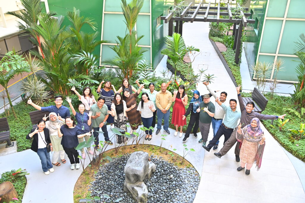 a group of people in a a garden