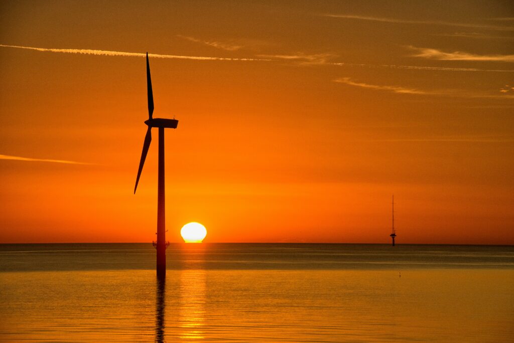 Wind turbine and sunset 